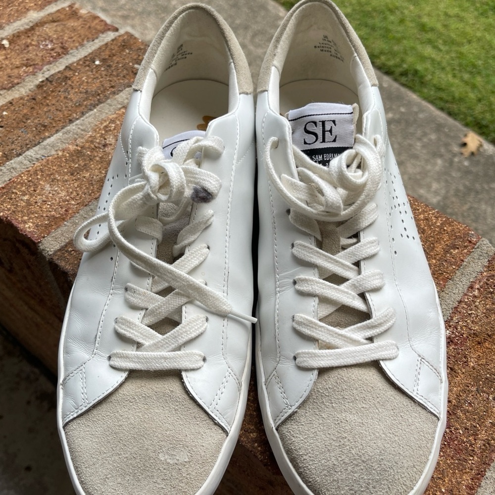 Sam Edelman White  Leather Sneakers Mens Size 10.5M